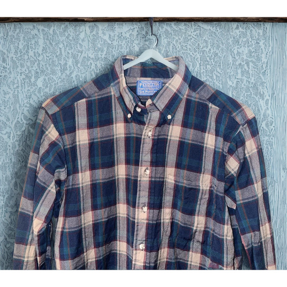 Pendleton Sz. M 100% Virgin Wool Plaid Flannel Shirt USA VTG - Picture 1 of 8